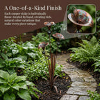 Flamed Copper Three Calla Lilies Garden Stake with Bells, 28" Handcrafted Outdoor Yard Art