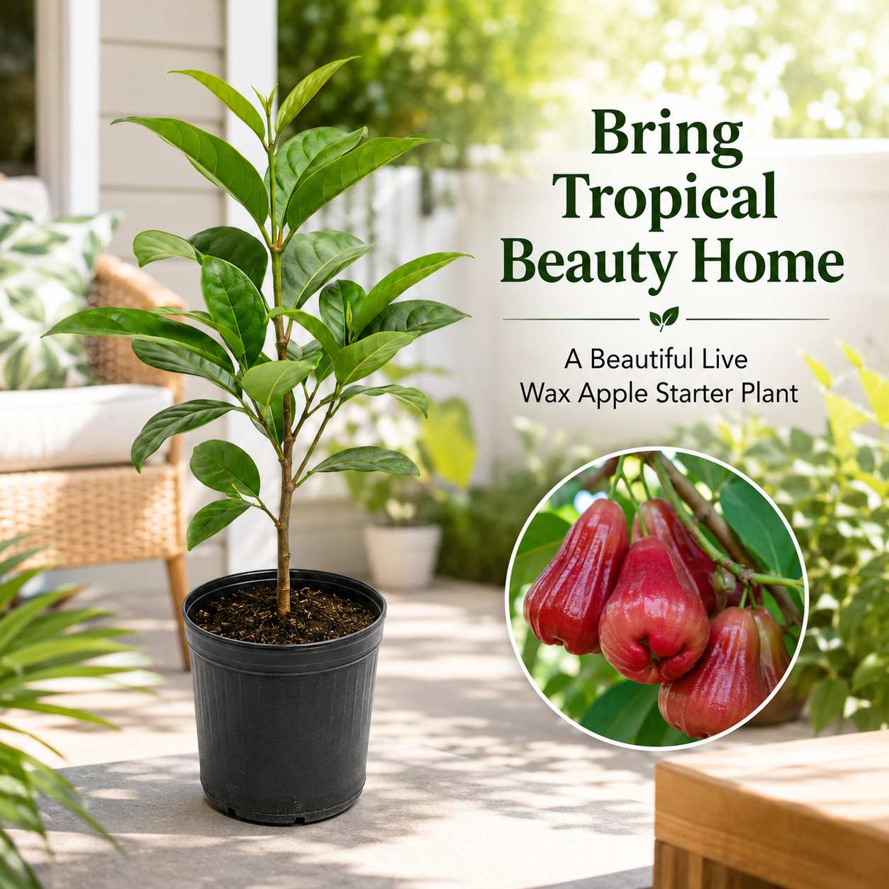 Live Wax Apple Tree Starter – Sweet, Crisp Tropical Fruit