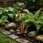 Flamed Copper Three Calla Lilies Garden Stake with Bells, 28" Handcrafted Outdoor Yard Art