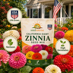 Zinnia Seeds (California Giant ) – 100% Pure Heirloom Flower Seeds