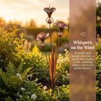 Flamed Copper Three Calla Lilies Garden Stake with Bells, 28" Handcrafted Outdoor Yard Art